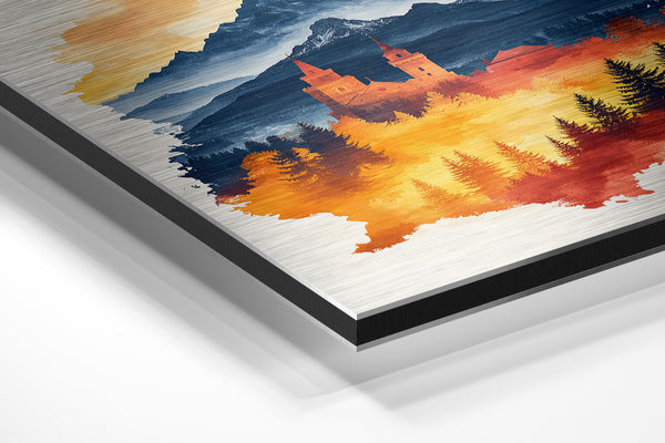 Autumnal Chapel Mountain Scene