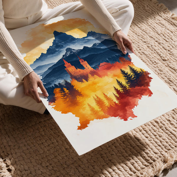 Autumnal Chapel Mountain Scene