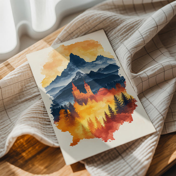 Autumnal Chapel Mountain Scene