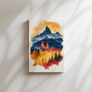 Autumnal Chapel Mountain Scene