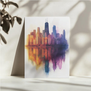 Watercolor Reflective Skyline