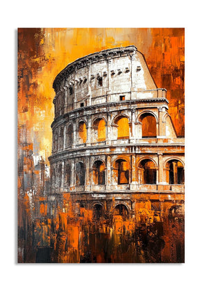 Artistic depiction of the Colosseum with a warm color palette, as a premium aluminum metal print from GoMetalPrint.
