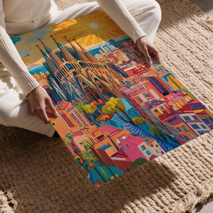 Colorful Barcelona Cityscape