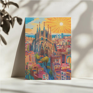 Colorful Barcelona Cityscape