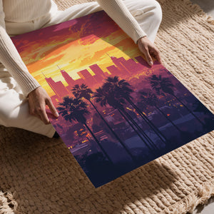 Los Angeles Dusk Palm Panorama