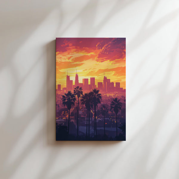 Los Angeles Dusk Palm Panorama