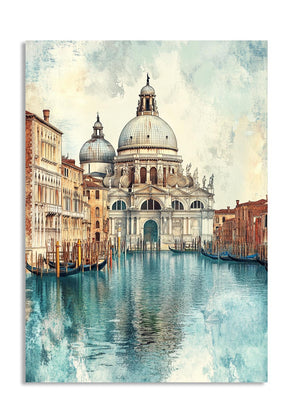 St. Mary of the Assumption Basilica in Venice with gondolas on a canal, as a premium aluminum metal print from GoMetalPrint.
