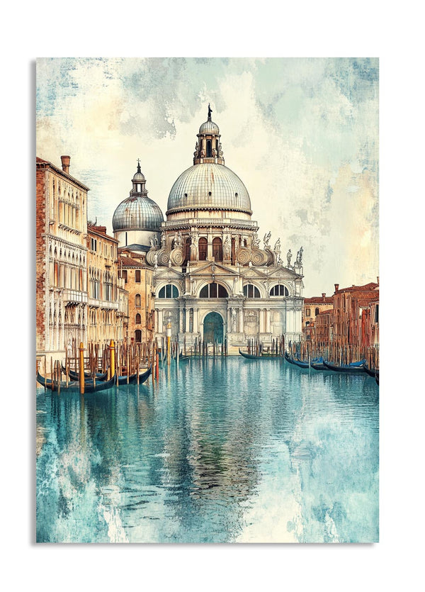 St. Mary of the Assumption Basilica in Venice with gondolas on a canal, as a premium aluminum metal print from GoMetalPrint.
