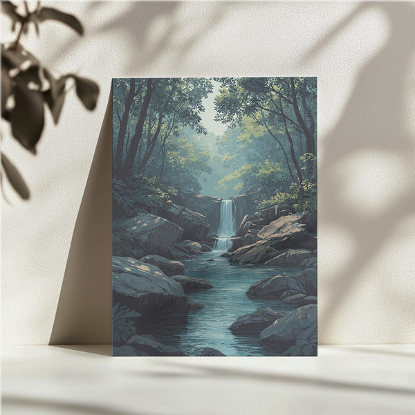 Jungle Rocky Waterfall Retreat