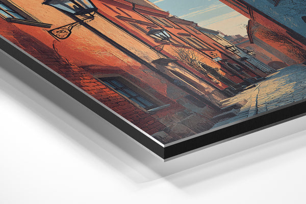 Cobblestone Street & Lamps