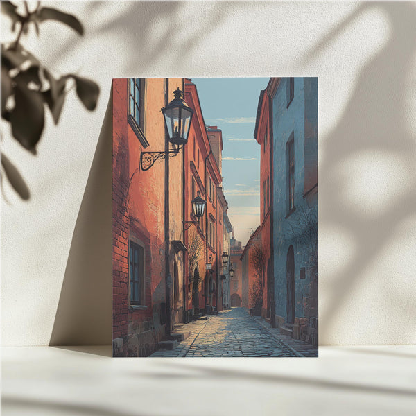 Cobblestone Street & Lamps