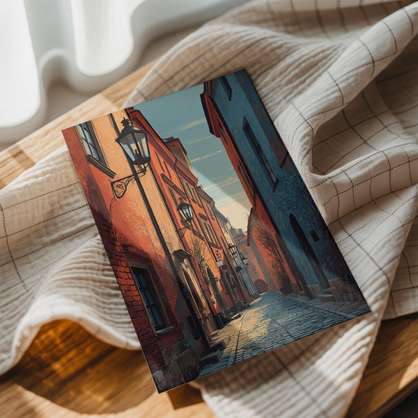 Cobblestone Street & Lamps