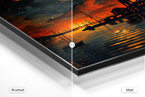 Harbor Night Orange Moon