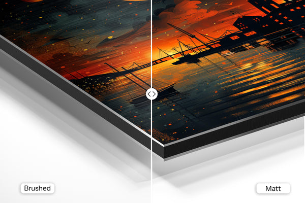 Harbor Night Orange Moon