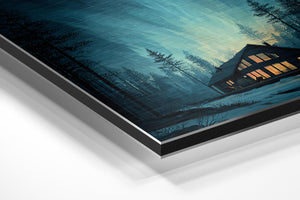 Cabin & Northern Lights (Blue)