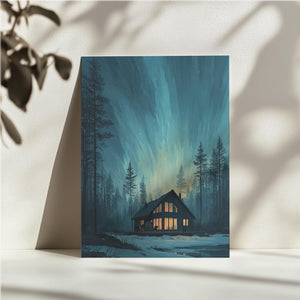 Cabin & Northern Lights (Blue)