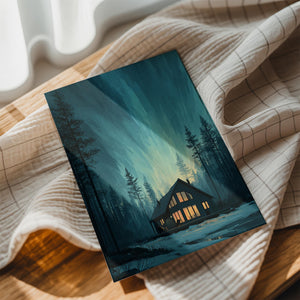 Cabin & Northern Lights (Blue)