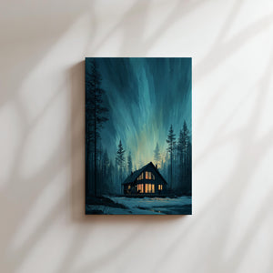 Cabin & Northern Lights (Blue)