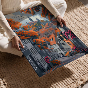 Autumn Hilltop Townscape