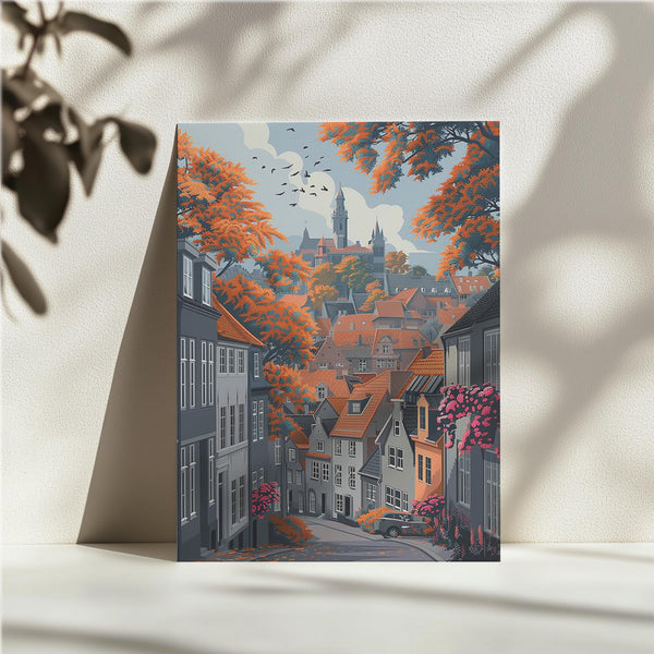 Autumn Hilltop Townscape