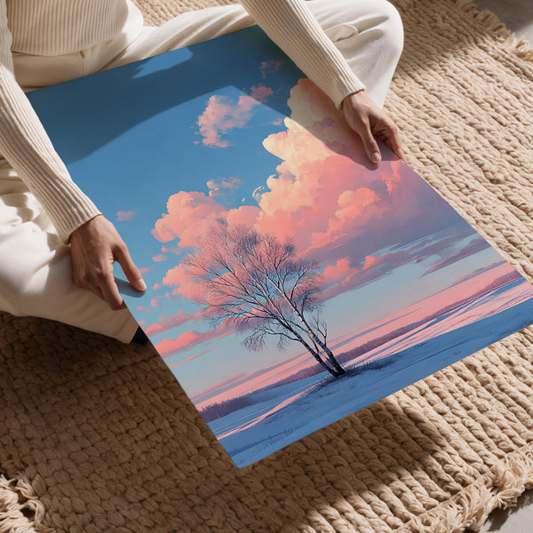 Pink Clouds Over Field