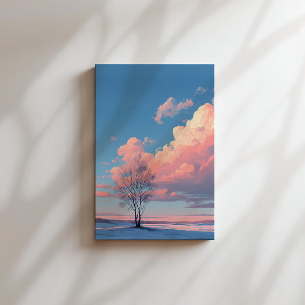 Pink Clouds Over Field