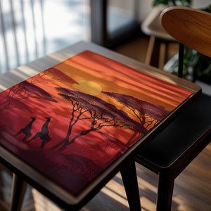 Sunset Giraffes Savanna