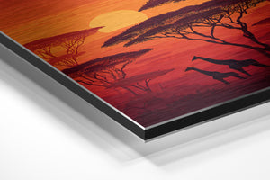 Sunset Giraffes Savanna