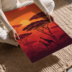 Sunset Giraffes Savanna