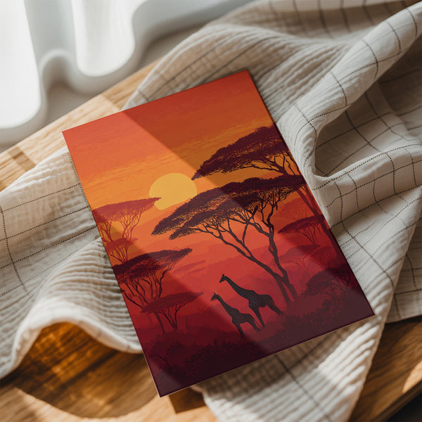Sunset Giraffes Savanna