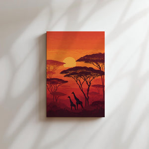 Sunset Giraffes Savanna