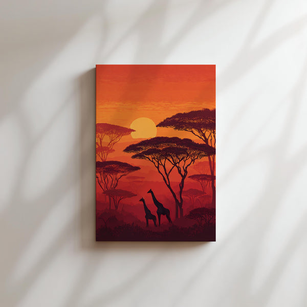 Sunset Giraffes Savanna