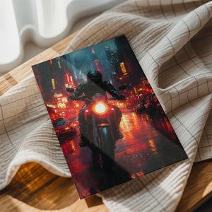 Rain-Soaked Rider Night