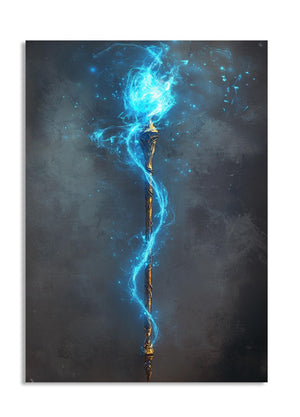 Artistic depiction of a blue energy or light effect flowing upwards on a dark background, as a premium aluminum metal print from GoMetalPrint.

