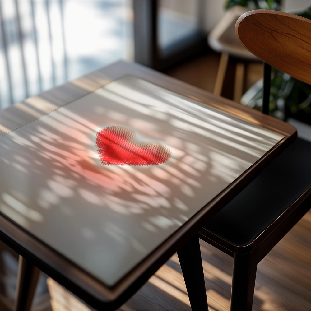 Red heart-shaped light on a white background, as a premium aluminum metal print from GoMetalPrint.
