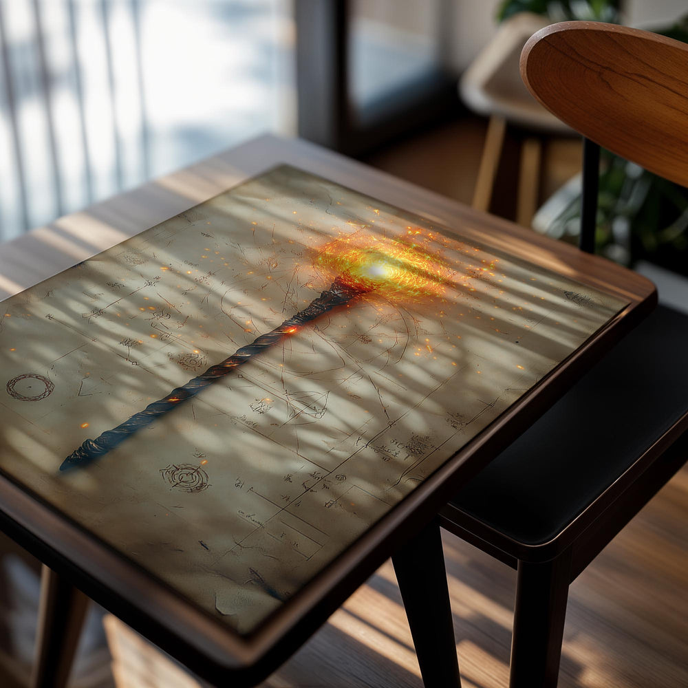 Flaming torch on an old parchment background, as a premium aluminum metal print from GoMetalPrint.
