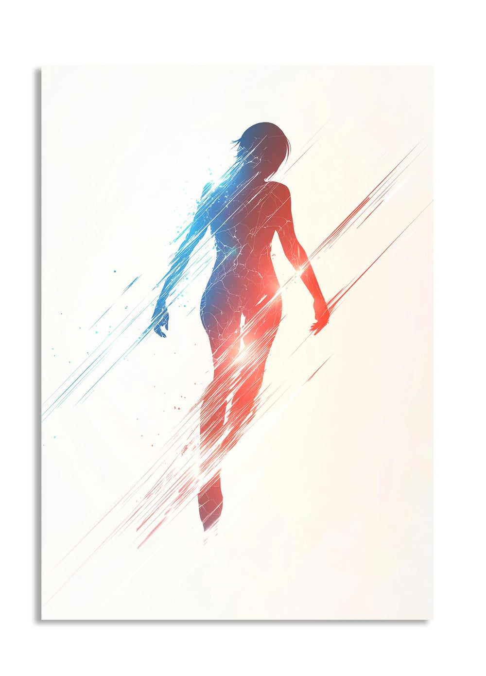 Colorful abstract silhouette of a person on a white background, as a premium aluminum metal print from GoMetalPrint.

