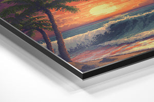 Pixelated Sunset Waves