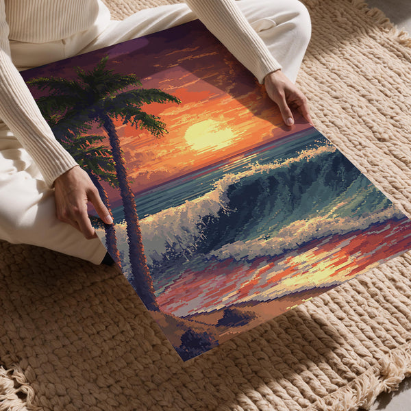 Pixelated Sunset Waves