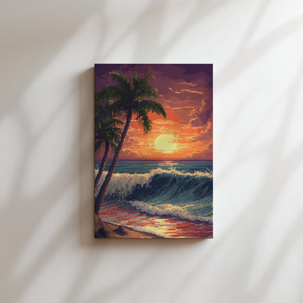 Pixelated Sunset Waves