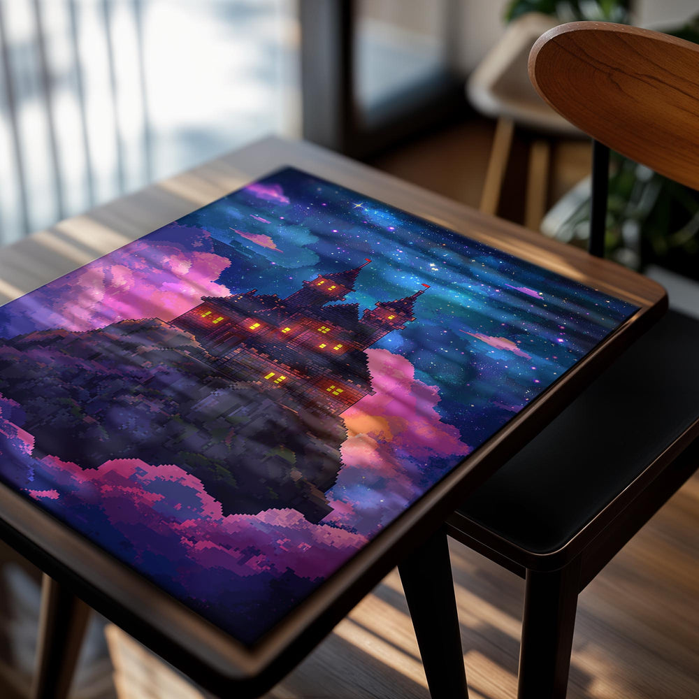 Fantasy castle on a cloud with a starry night sky, as a premium aluminum metal print from GoMetalPrint.
