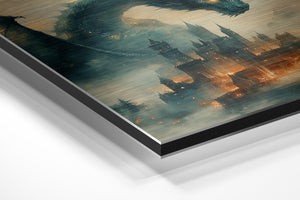 Fiery Dragon Over Castle