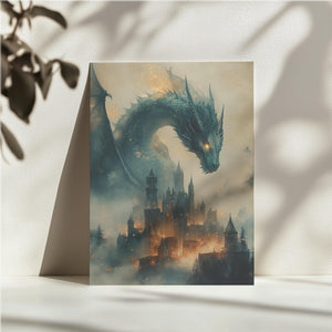 Fiery Dragon Over Castle