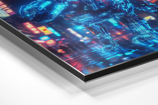 Neon Dog in Cityscape