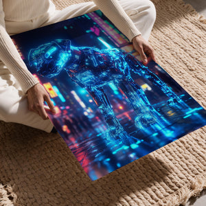 Neon Dog in Cityscape