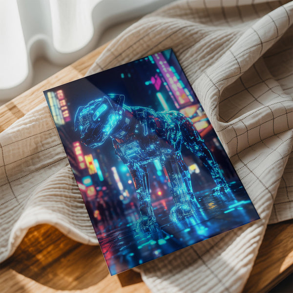 Neon Dog in Cityscape