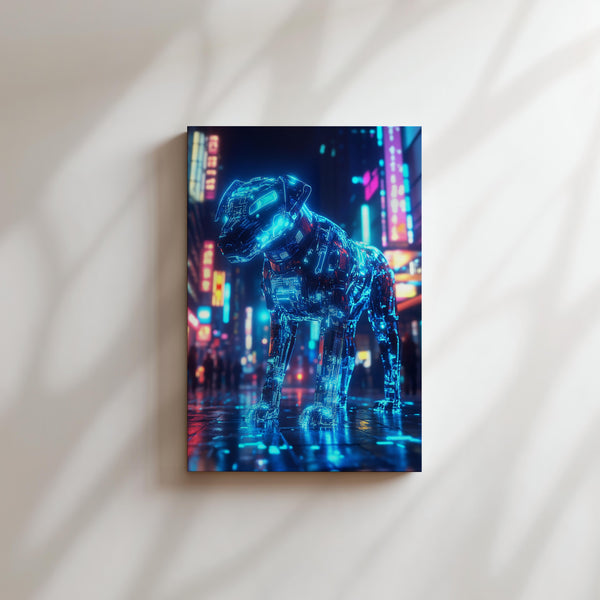 Neon Dog in Cityscape