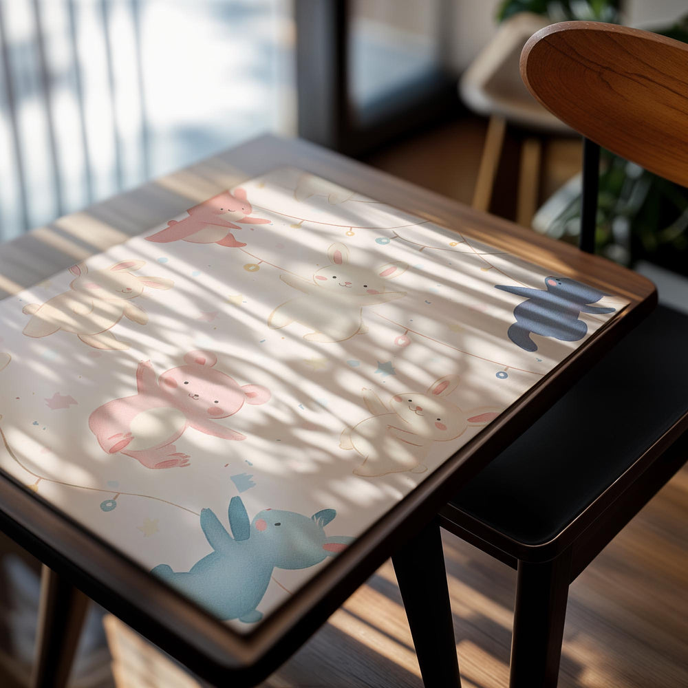 Pattern of pastel-colored animals on a light background, as a premium aluminum metal print from GoMetalPrint.