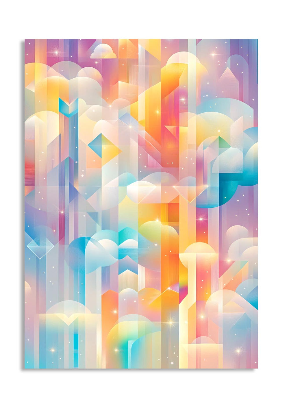 Colorful abstract geometric pattern on a white background, as a premium aluminum metal print from GoMetalPrint.