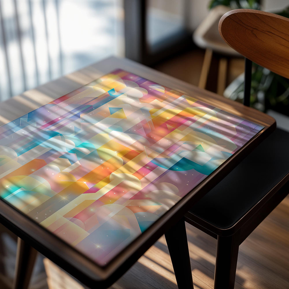 Colorful abstract geometric pattern on a white background, as a premium aluminum metal print from GoMetalPrint.